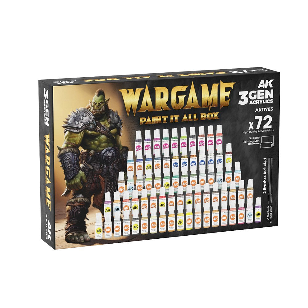 PREORDER AK Interactive - 3 Gen Acrylics - Wargame Paint It All Box 72 Colors